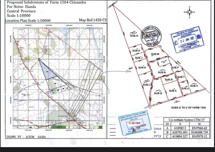 Chisamba Near fringila and zambeef 1km from great north road